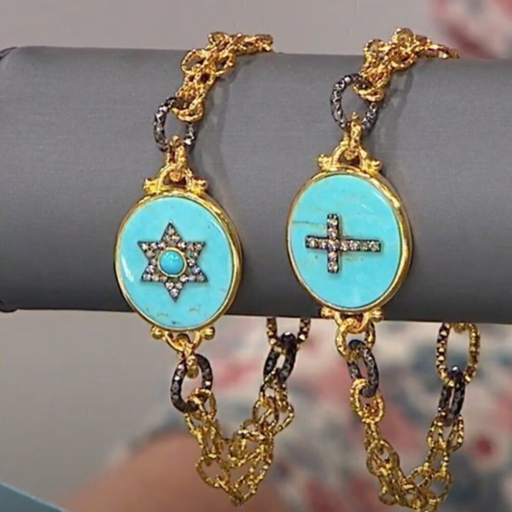 RARITIES Carol Brodie Kingman  TURQUOISE Star Bracelet new - Picture 2 of 14
